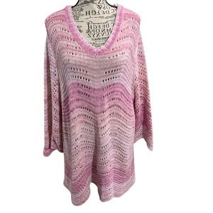 Lane Bryant pink white sweater plus‎ size 18 20